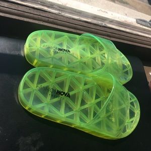 Green neon fashion nova slides